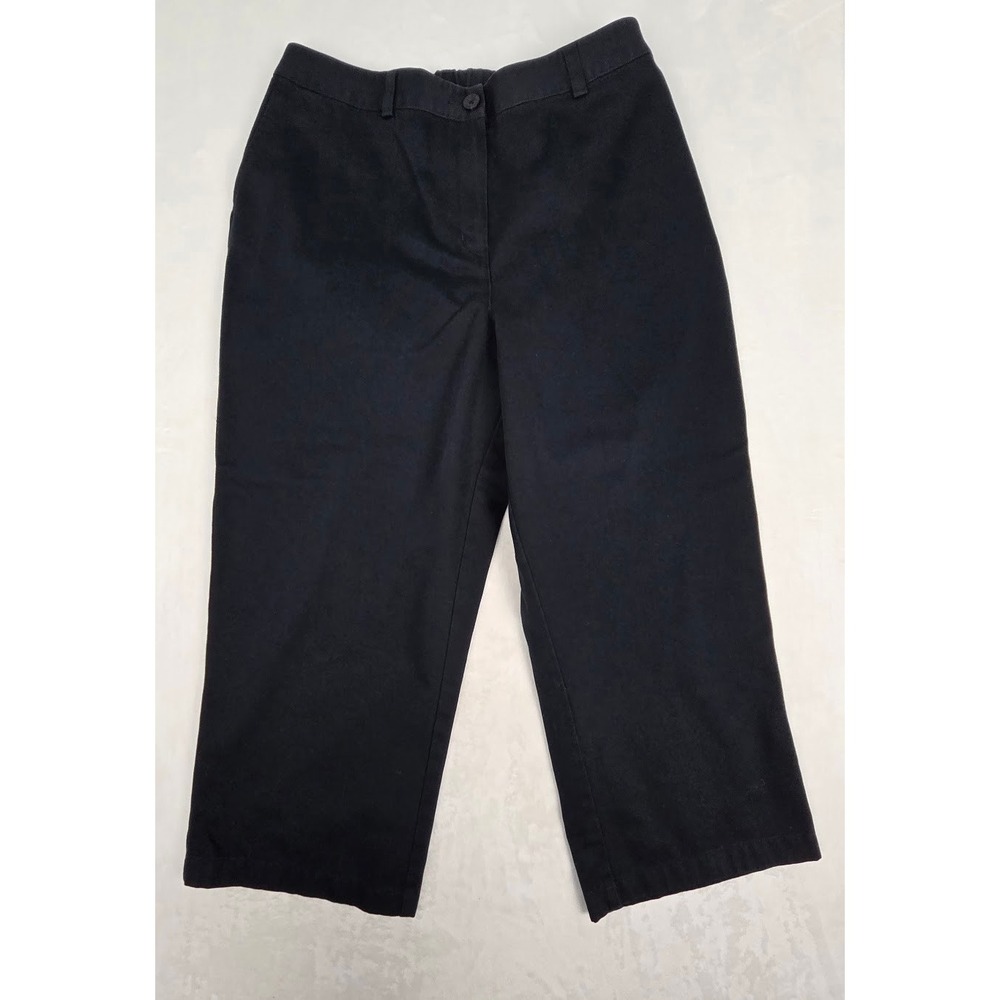 L.L. Bean Women's Perfect Fit Pants Straight Leg Cropped Capri Black Size 14